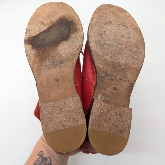 Red Leather Ankle Boots - Picture 7 of 12